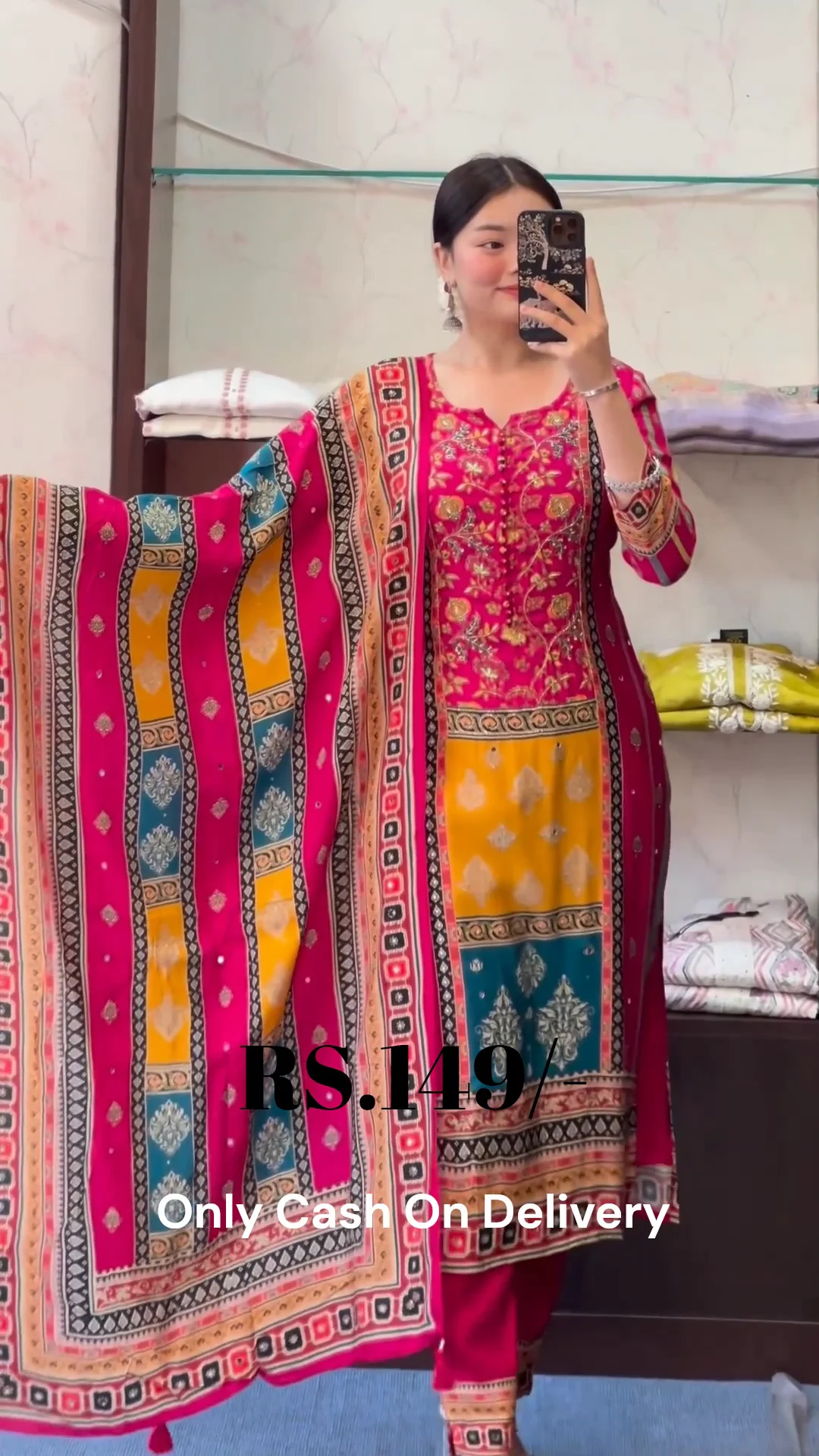 Printed anarkali kurta and dupatta