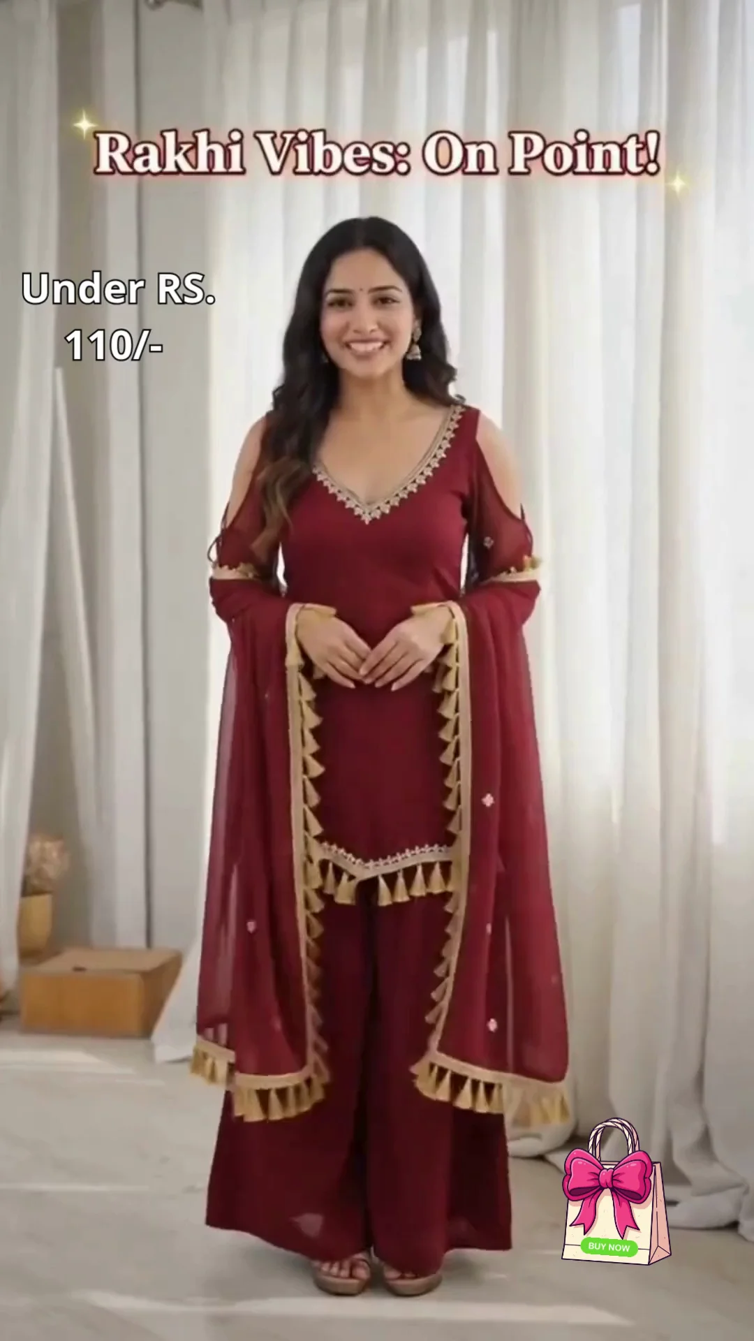 Maroon Doremon Crush Kurta Palazzo Set with Real Mirror Work Lace