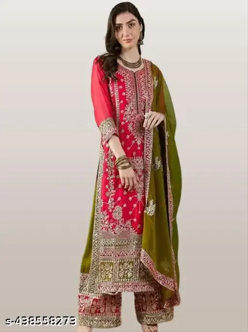 Embroidered Georgette Suits kurti with embroidered salwar and dupatta Set & Materials new designer havy embroidery work